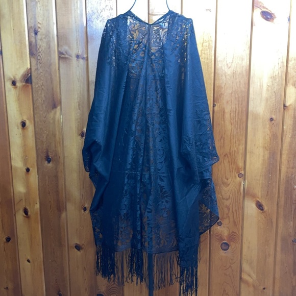 Just be black western floral see through cardigan one size lace top country - Picture 4 of 5